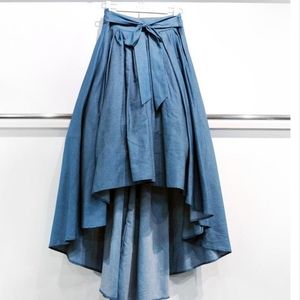 Midi High-Low Denim Tie Sash Skirt/ Sz Small